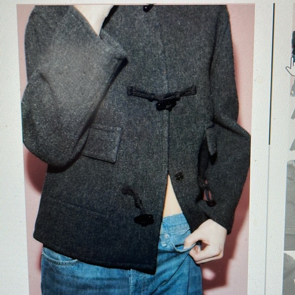 Zara wool bomber style cropped toggle coat - Picture 6 of 12